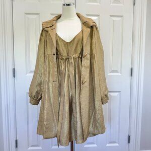 Context, V Neck dress with Jacket set, Gold, Mother of the Groom,Women's Size 14